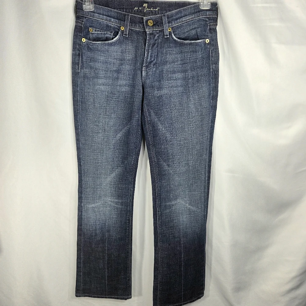 7 For All Mankind Blue Bootcut Cotton Denim Jeans Studded Back Pockets Size 28